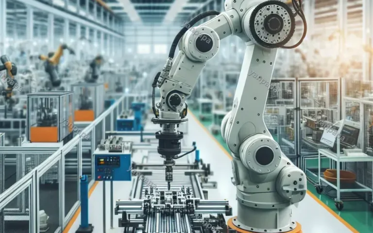 폭스콘 휴스턴 공장에서 작업하는 AI 기반 산업용 로봇 팔 이미지