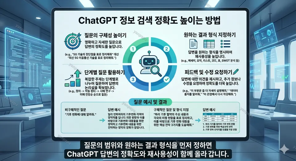 ChatGPT로 정보 찾을 때 정확도 높이는 방법을 정리한 화면