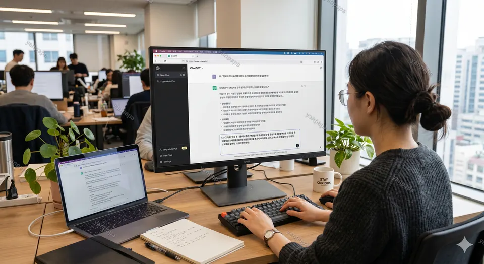 ChatGPT 답변을 받은 뒤 보정 질문을 다시 입력하며 조건을 정교하게 조정하는 장면