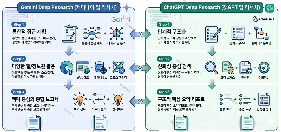 Gemini Deep Research와 ChatGPT Deep Research 비교 임시 이미지