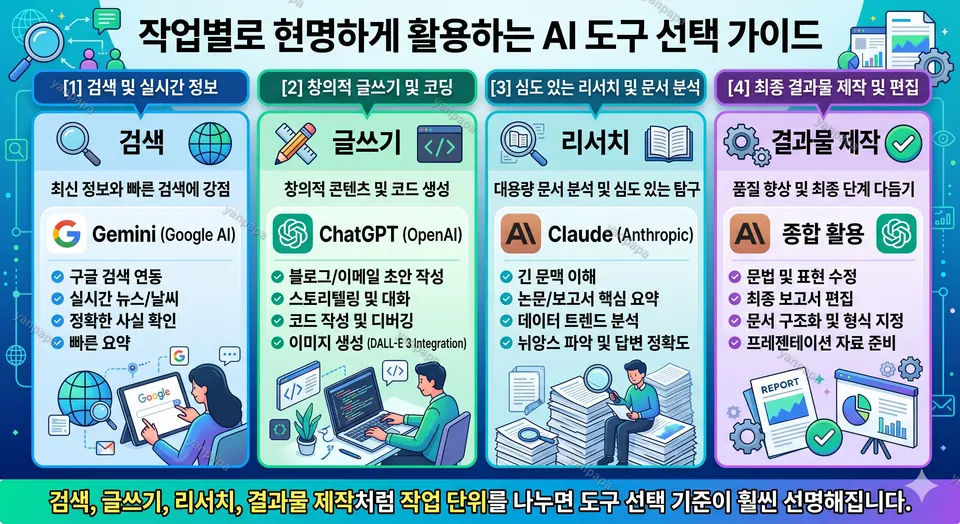작업별로 ChatGPT Gemini Claude를 나누는 임시 이미지