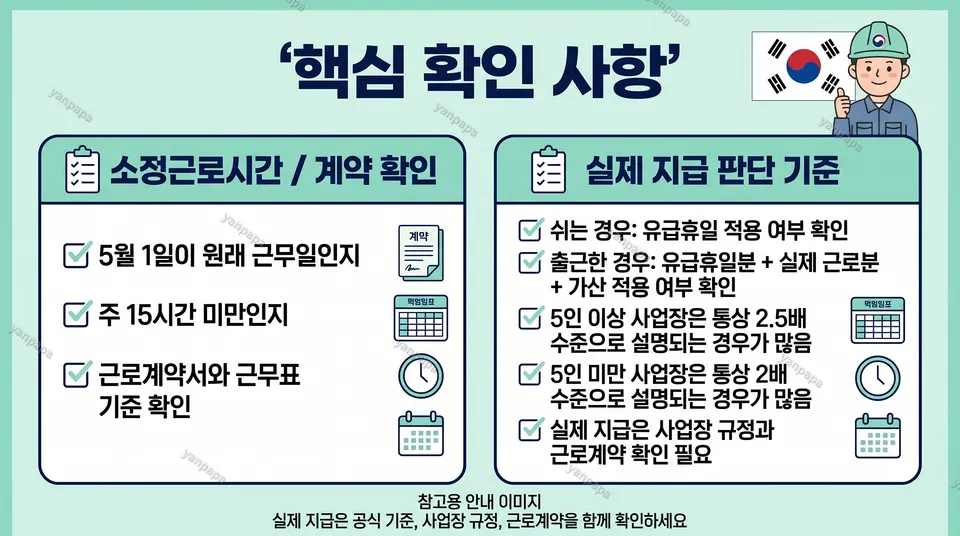 근로자의 날 알바 수당 단시간근로자 적용 조건 이미지