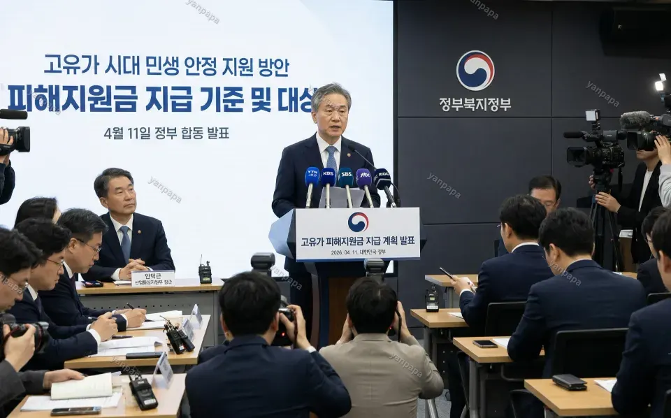 고유가 피해지원금 정부 발표 장면