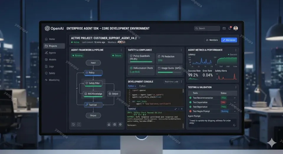 OpenAI 기업용 안전하고 에이전트 개발 도구의 대시보드 인터페이스