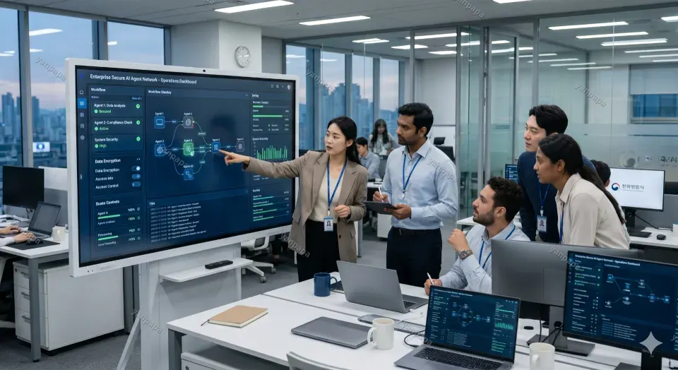 기업용 안전하고 강력한 에이전트 시스템 도입 장면